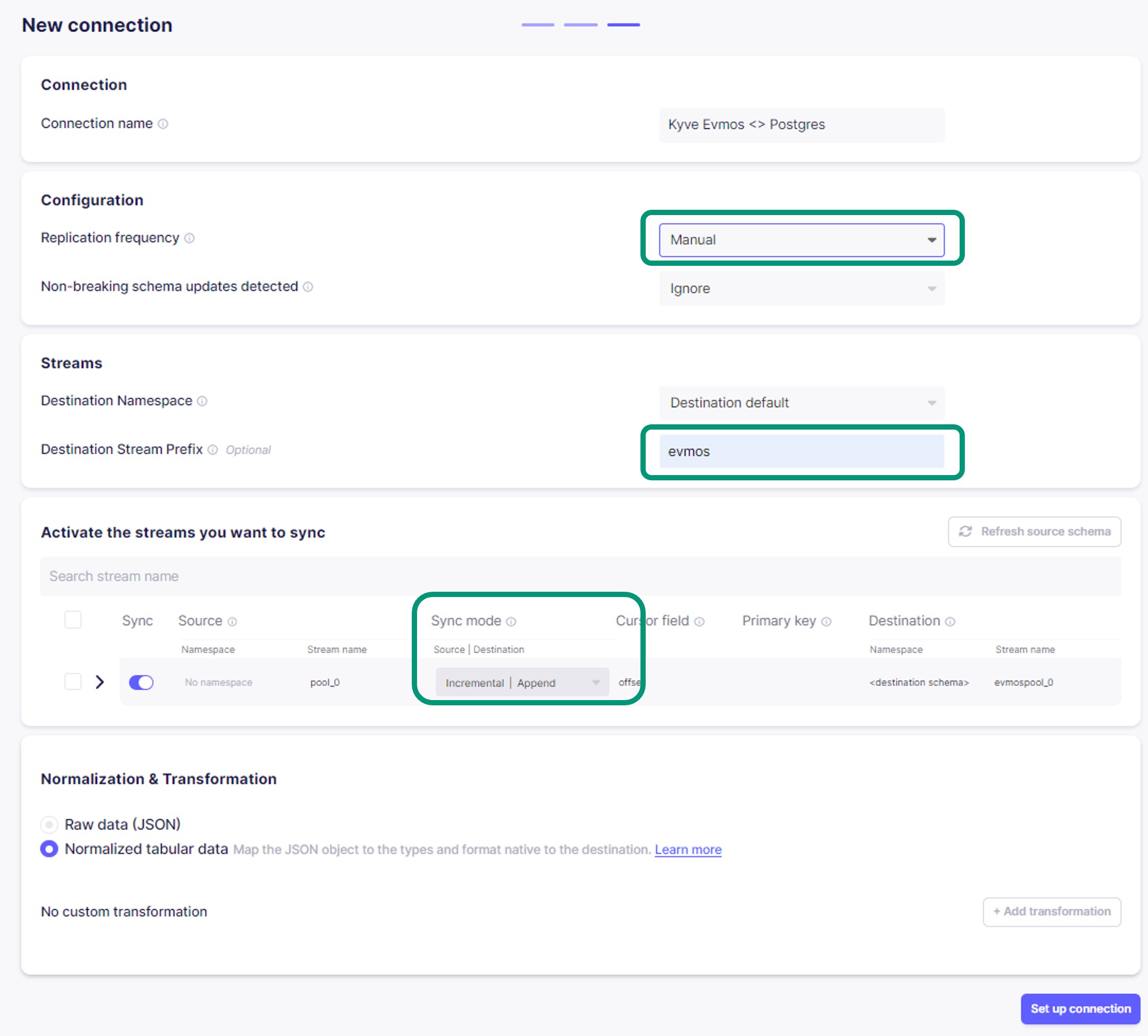 Airbyte ELT configuration