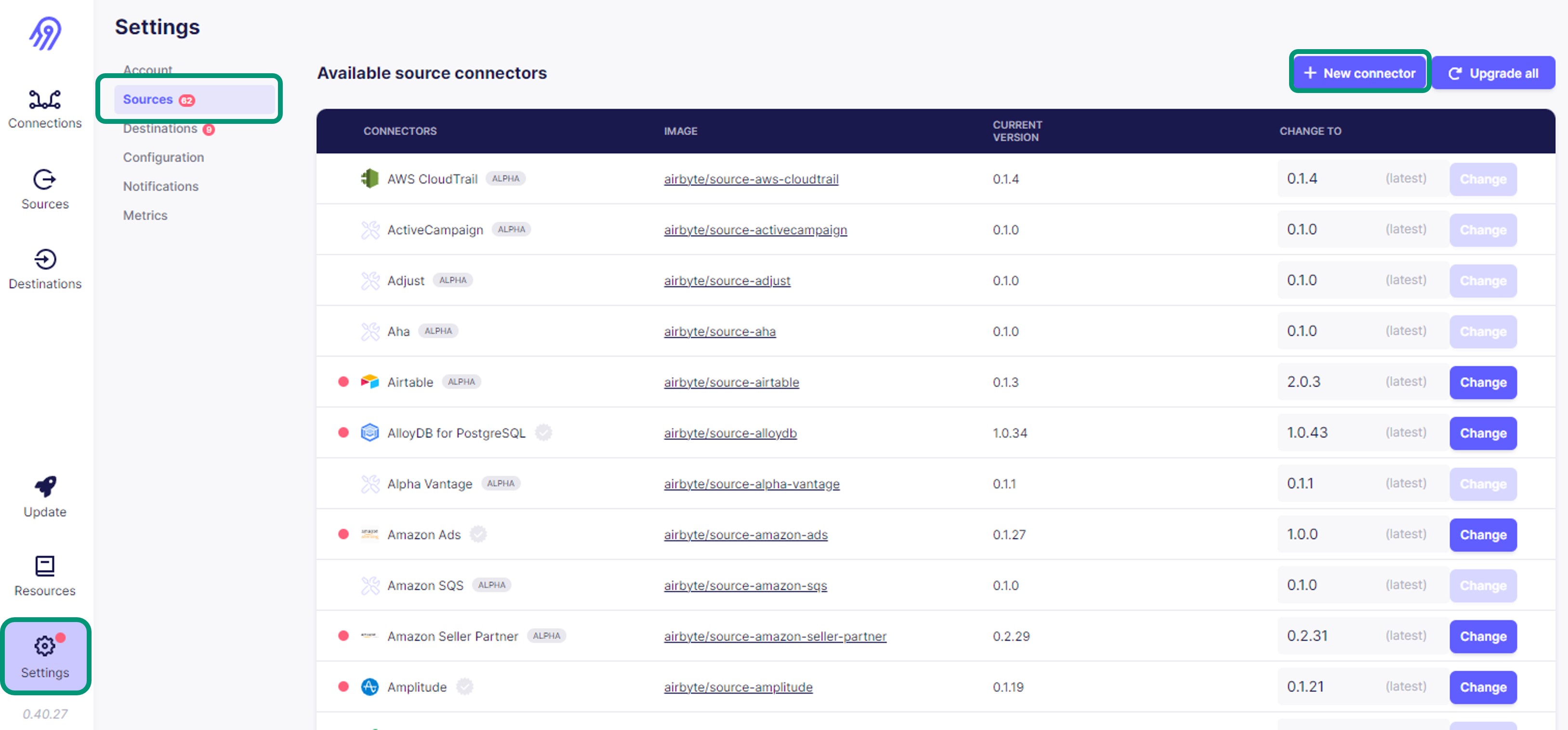 Airbyte Settings